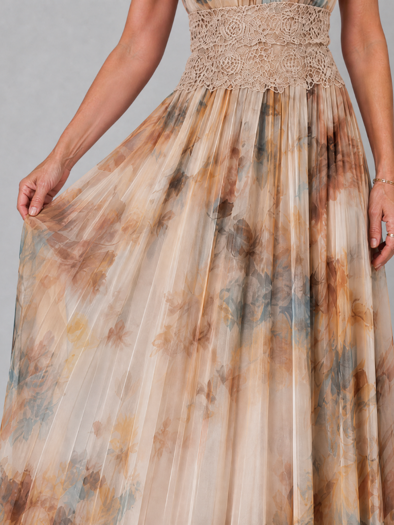 Daniela | Halter Neck Lace Waist Maxi Dress