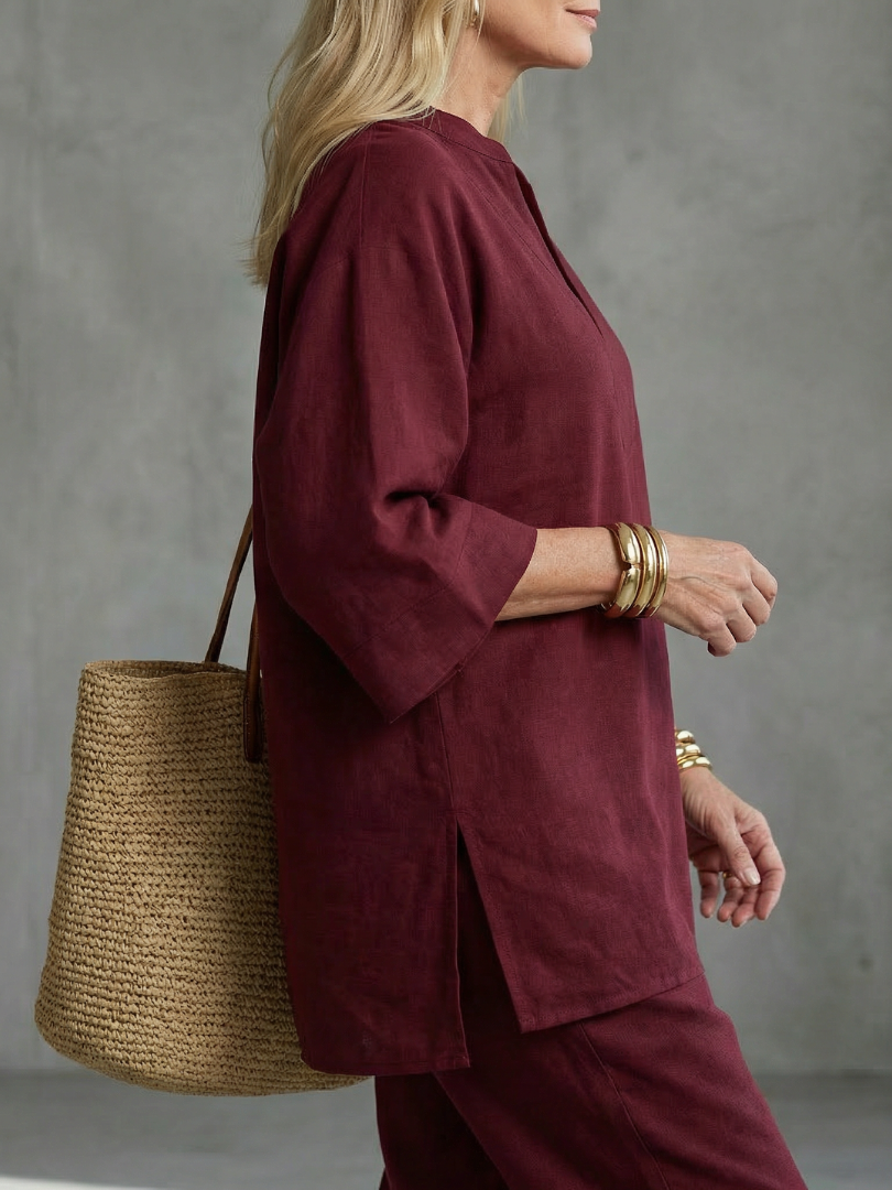 Seraphina | V-Neck Gathered Tunic & Trouser Co-ord Set