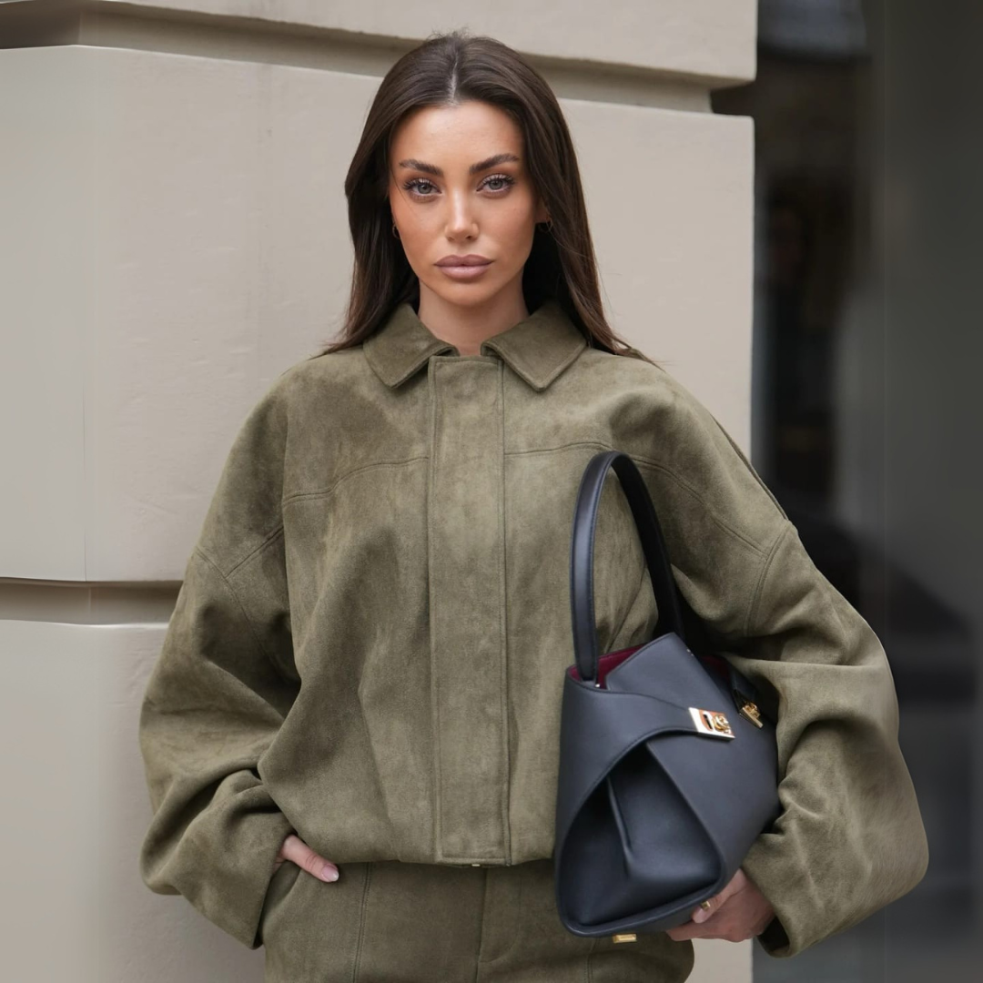 Ruby | Oversized Zip Front Faux Suede Jacket