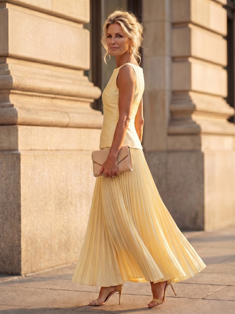 Mariana | Structured Bodice Pleated Midi Co-ord Set