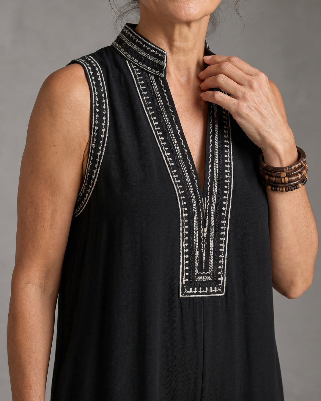 Velmira | Embroidered V-Neck Wide Leg Jumpsuit