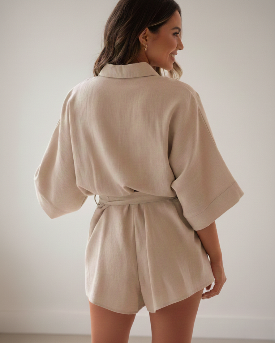 Malia | Cotton Playsuit with Tie Waist