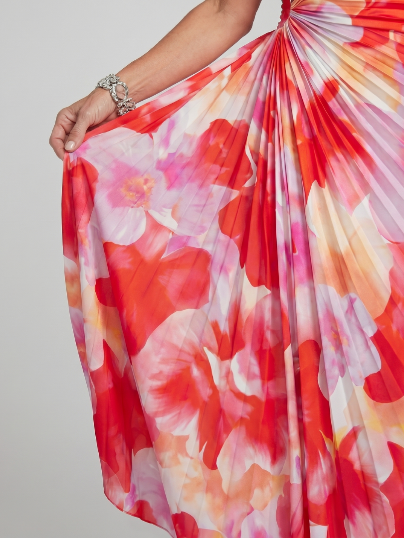 Soraya | One-Shoulder Pleated Bodice Midi Dress