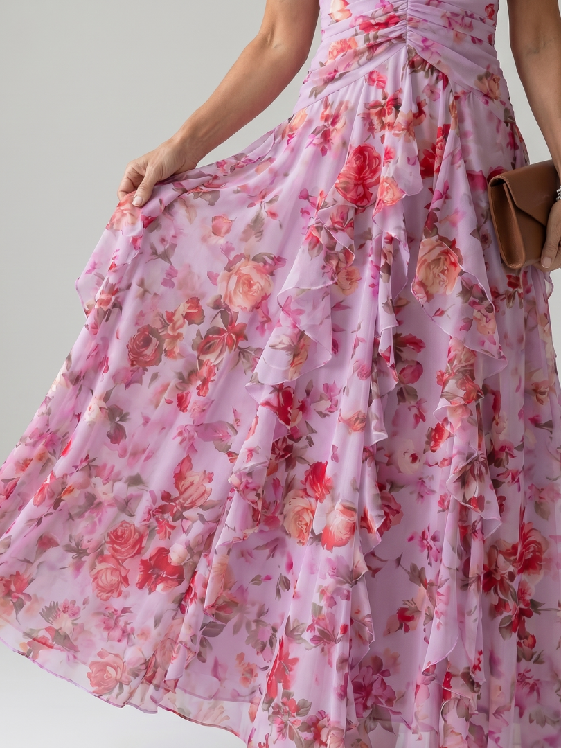 Piper | Halter Neck Ruched Floral Maxi Dress