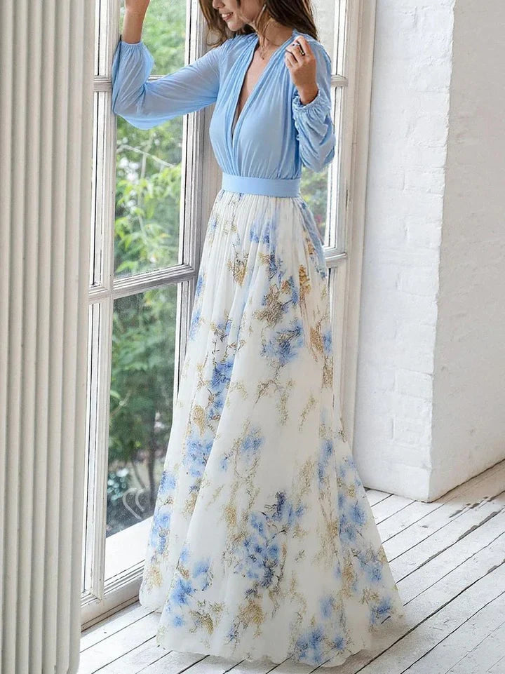 Mia | Sheer Bodice Floral Maxi Dress
