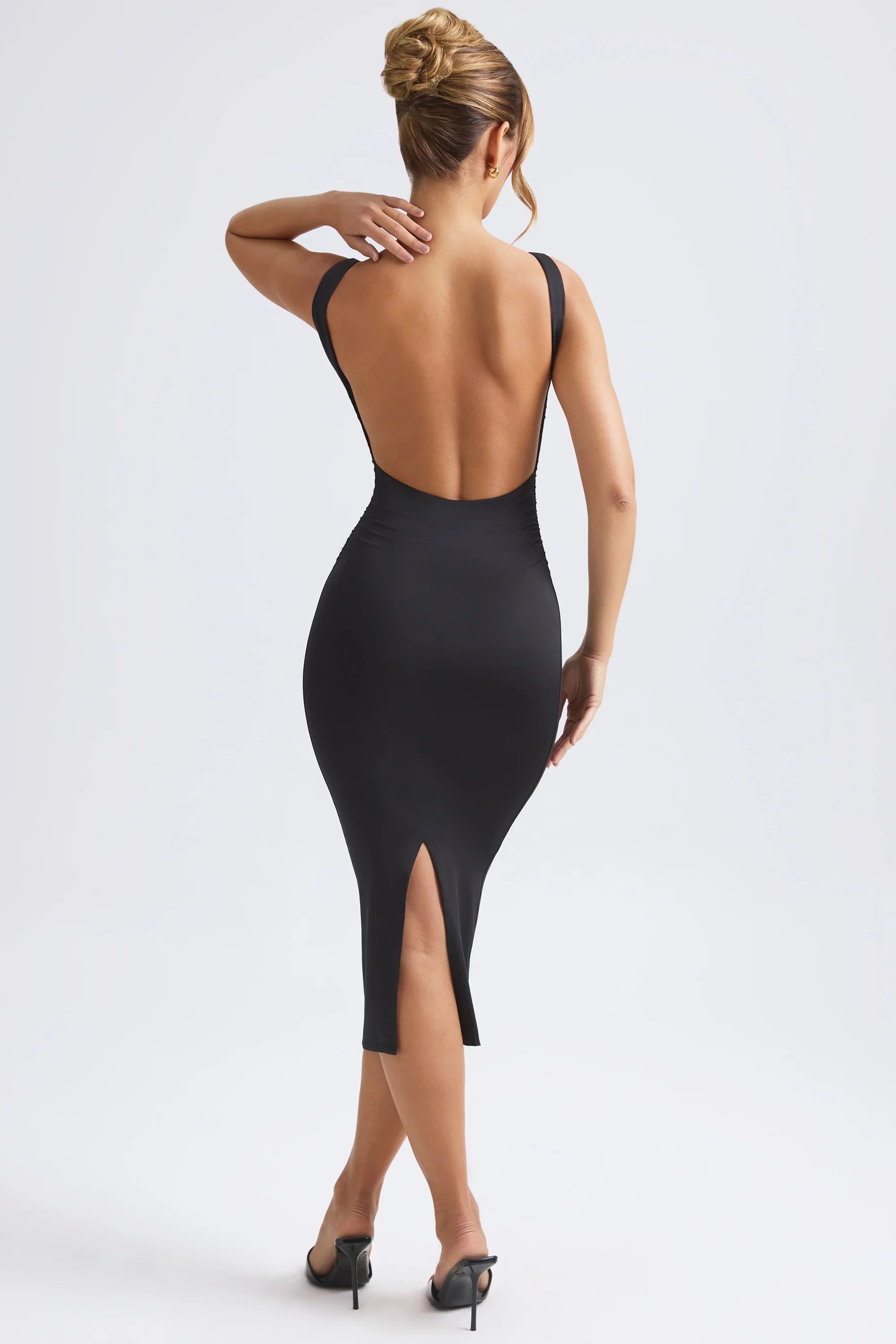 Sadie | Ruched Open-Back Bodycon Midi Dress