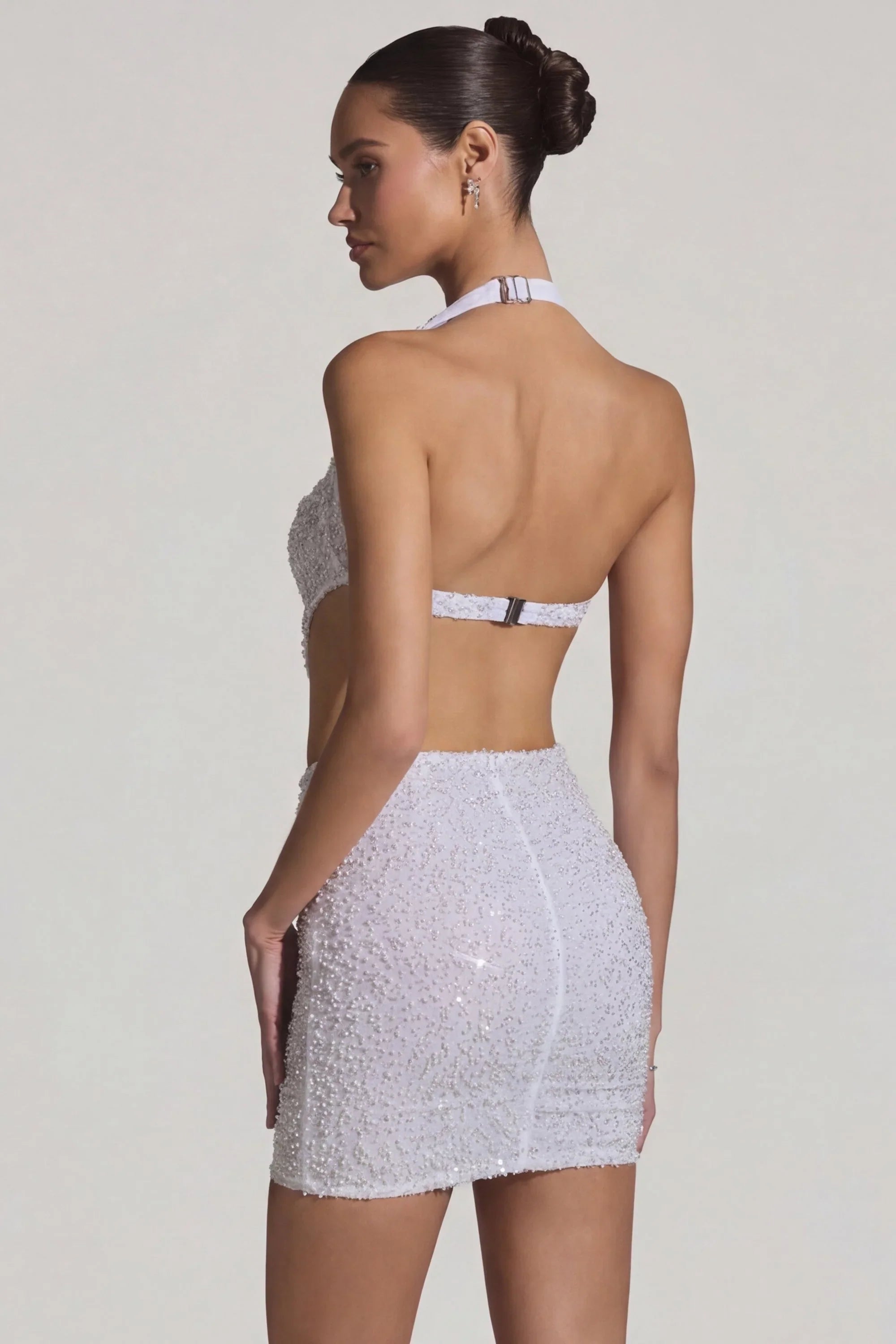 Camila | Embellished Cut-Out Halterneck Mini Dress