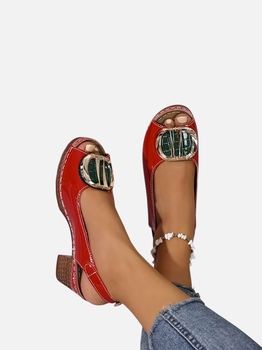 Stella | Glossy Strap Cushioned Heels