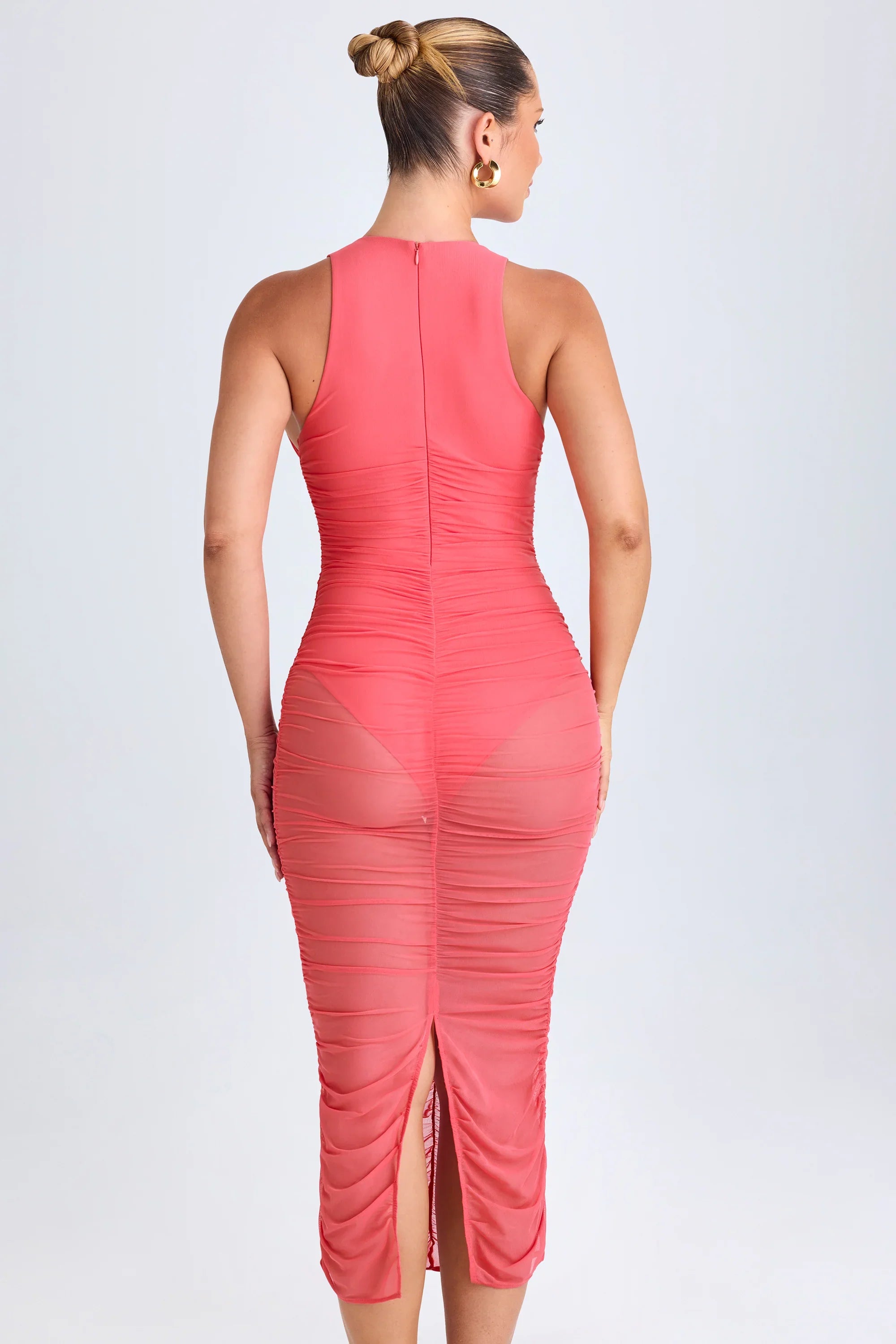 Sawyer | Ruched Plunge Bodycon Midi Dress