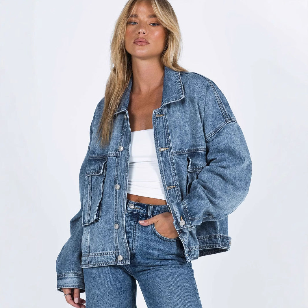 Elin | Oversized Vintage Wash Denim Jacket