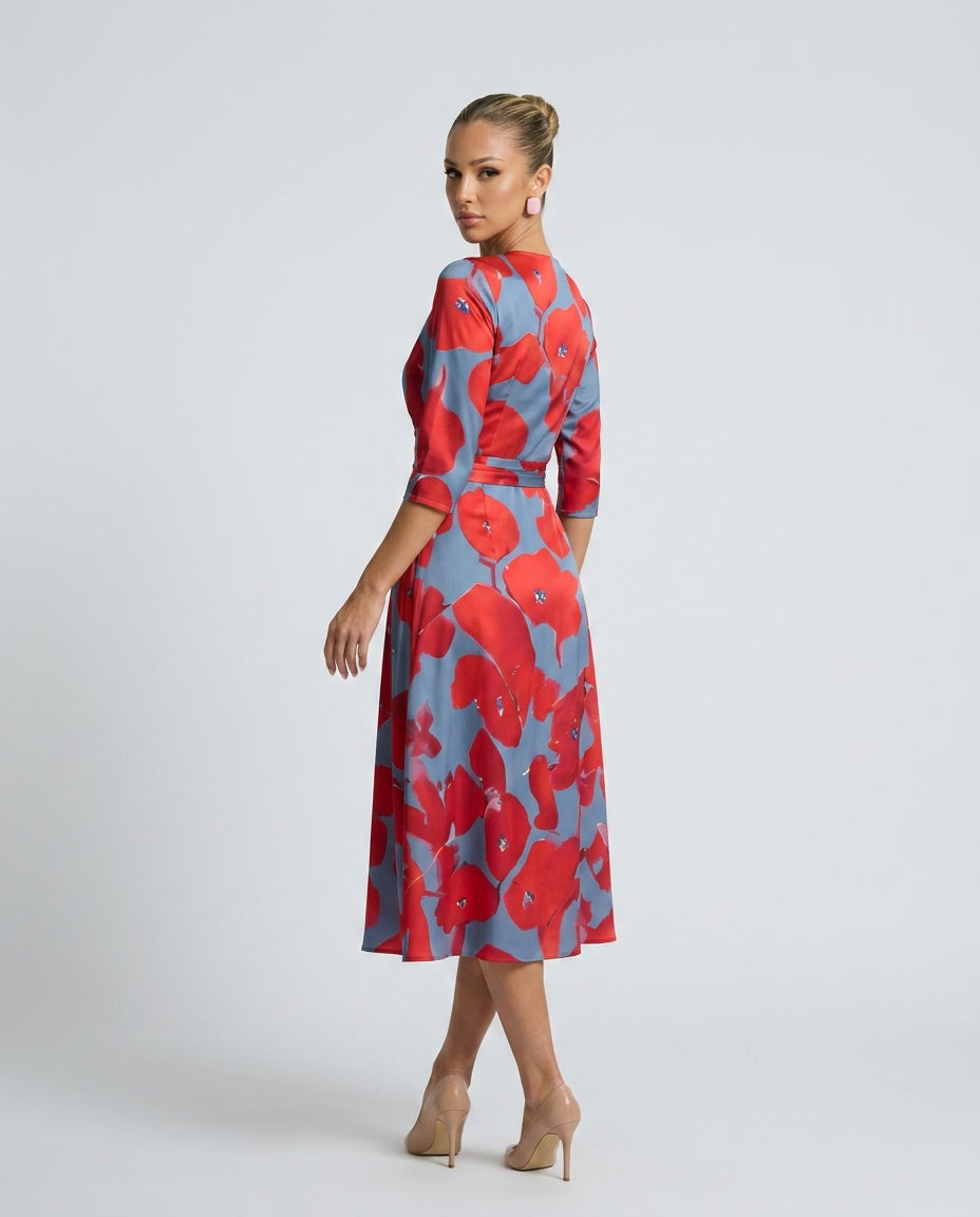 Celine | Cross Wrap Neck Midi Dress