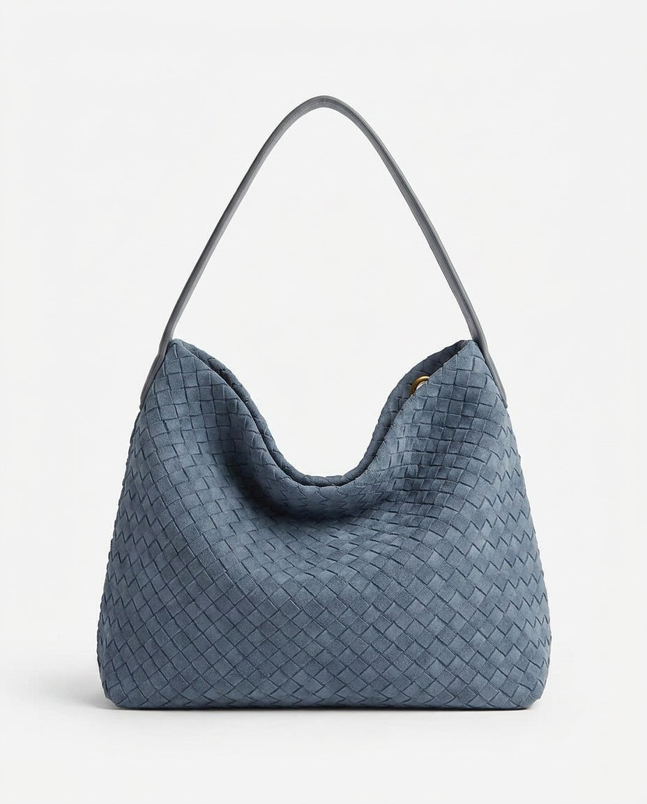 Structured Faux Suede Laptop Tote Bag