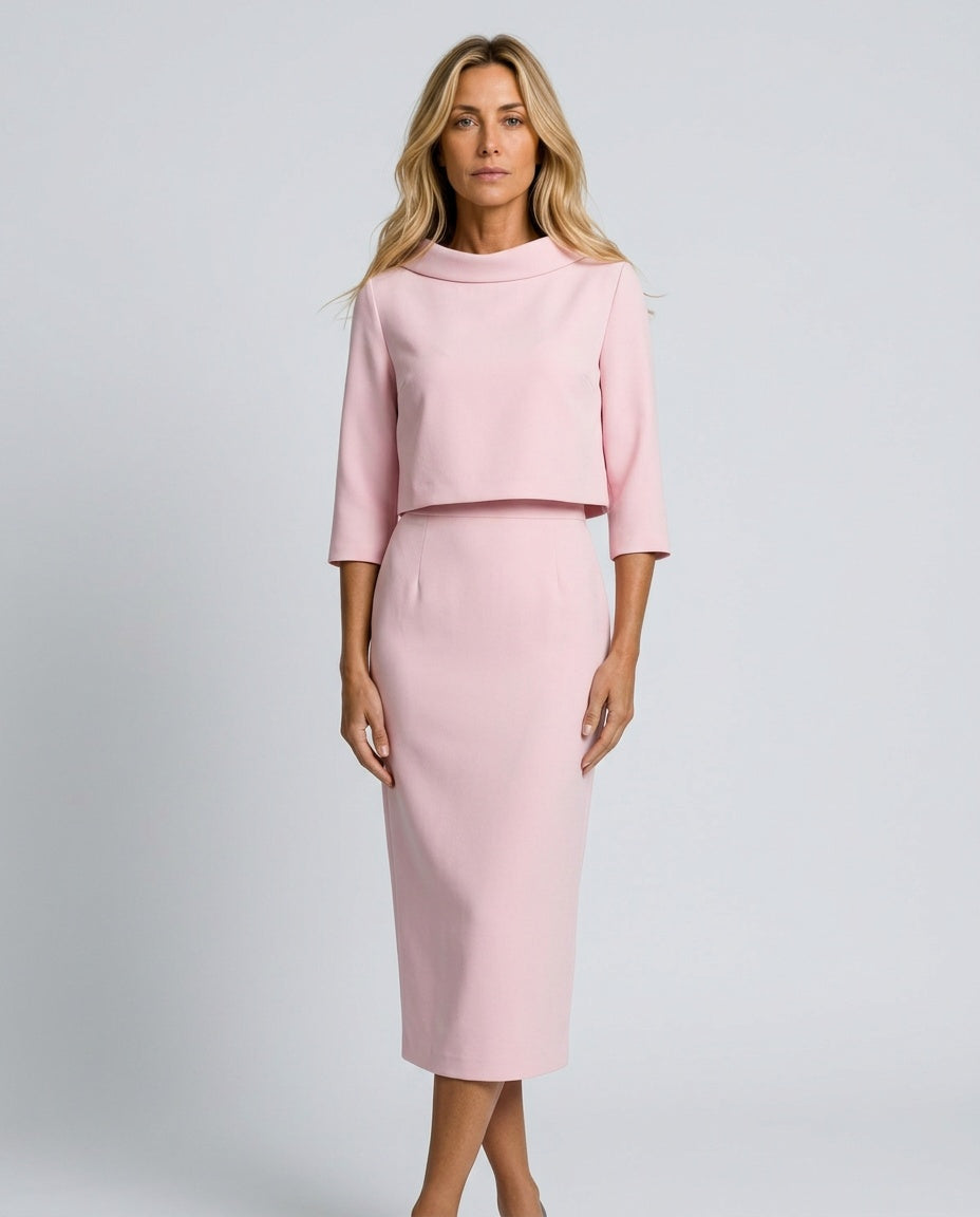Alejandra | Boat Neck 3/4 Sleeve Midi Co-ord Set