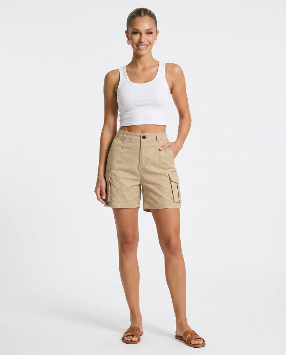 Aurelia | High Waist Bermuda Cargo Shorts