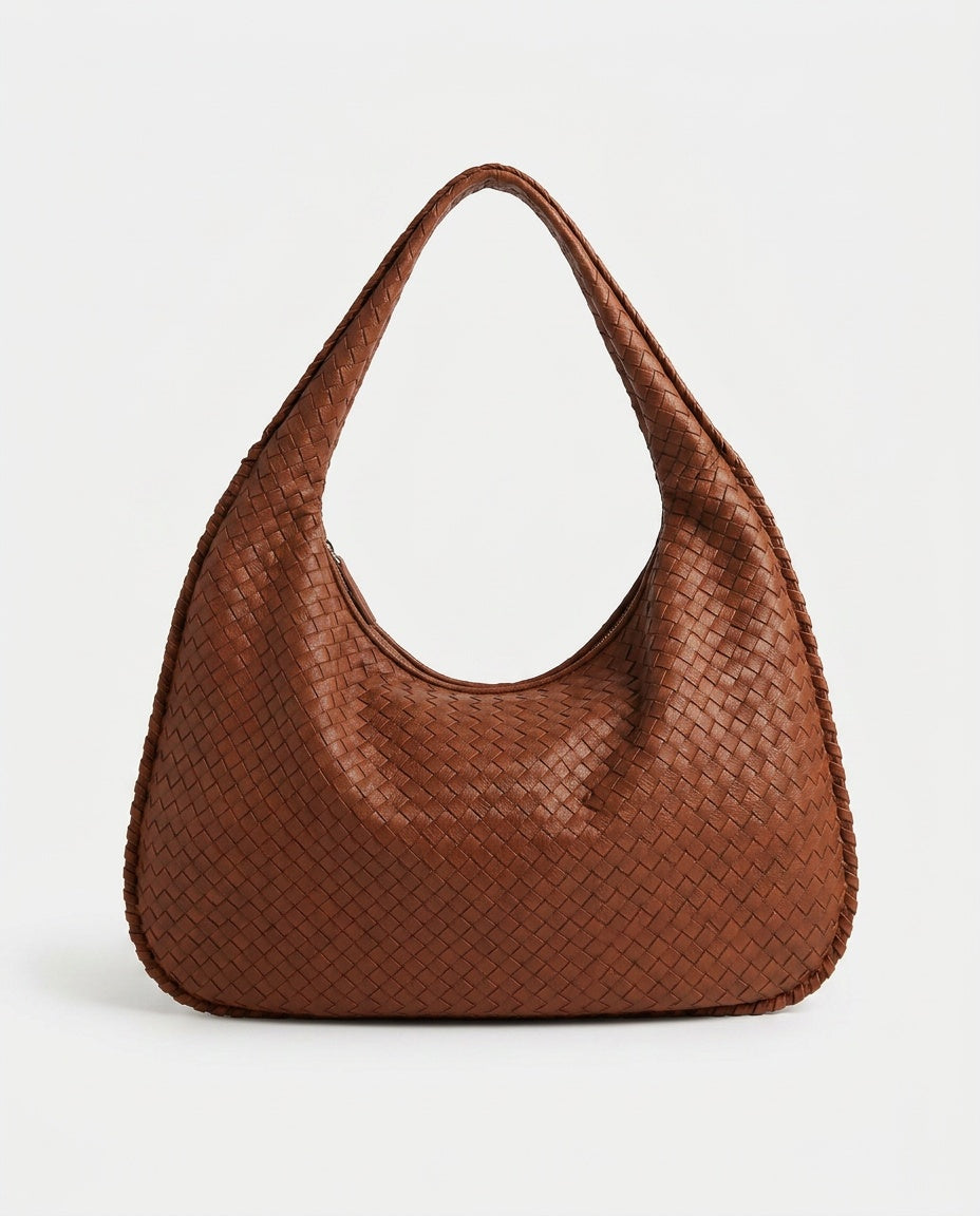 Oversized Woven Vegan Leather Tote Bag