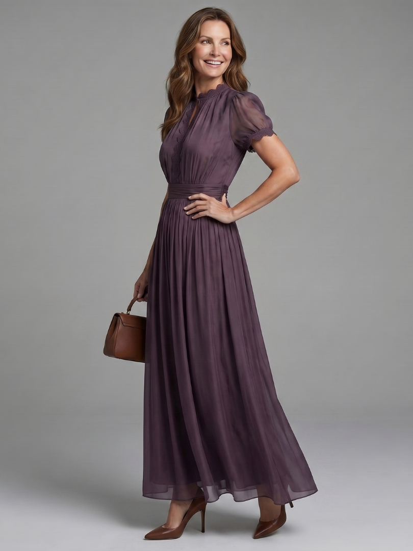 Ava | Gathered Waist Keyhole Maxi Dress