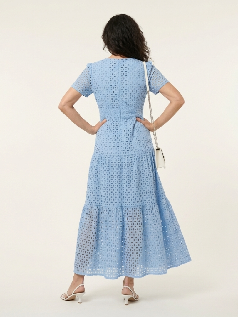 Mira | V-Neck Short Sleeve Tiered Midi Dress