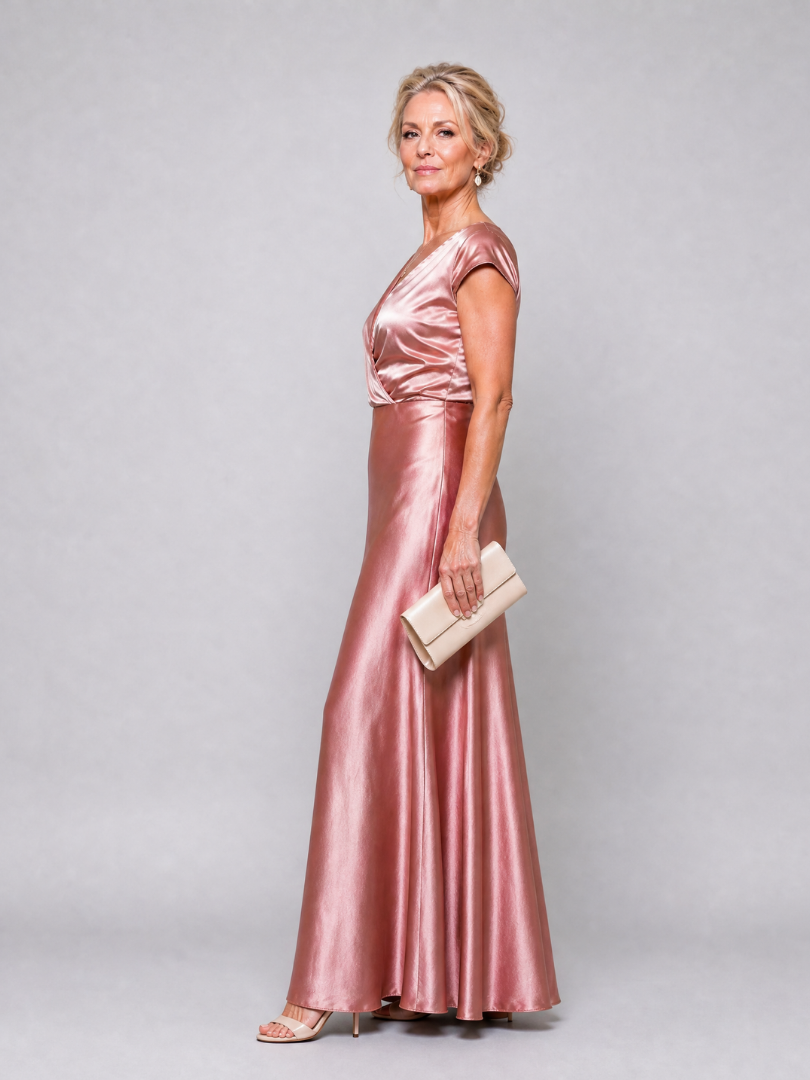 Adeline | Cap Sleeve Wrap Bodice Maxi Dress