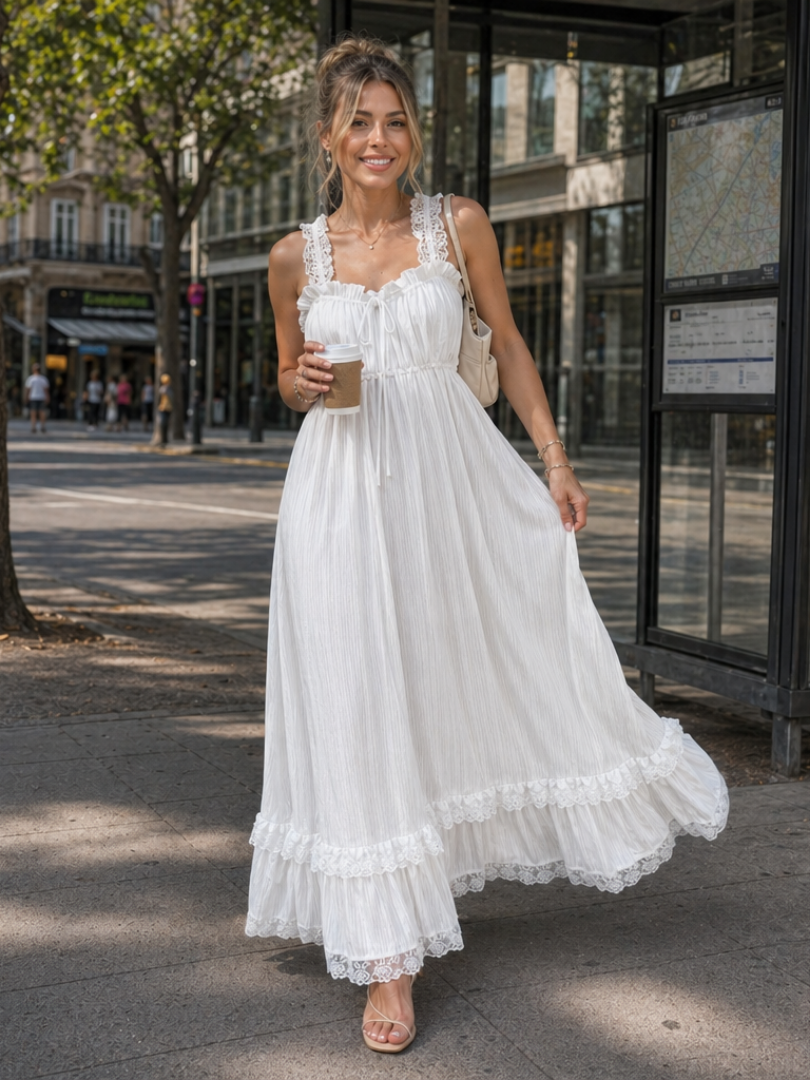 Tessa | Ruffle Strap Flowing Midi Dress