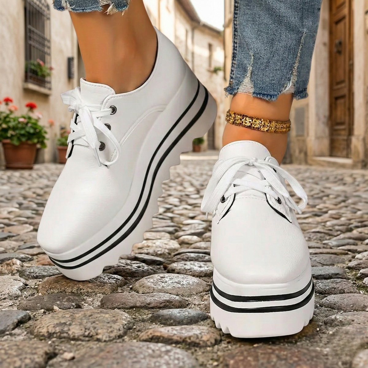 Camille | Lace-Up Cushioned Sole Oxford Shoes