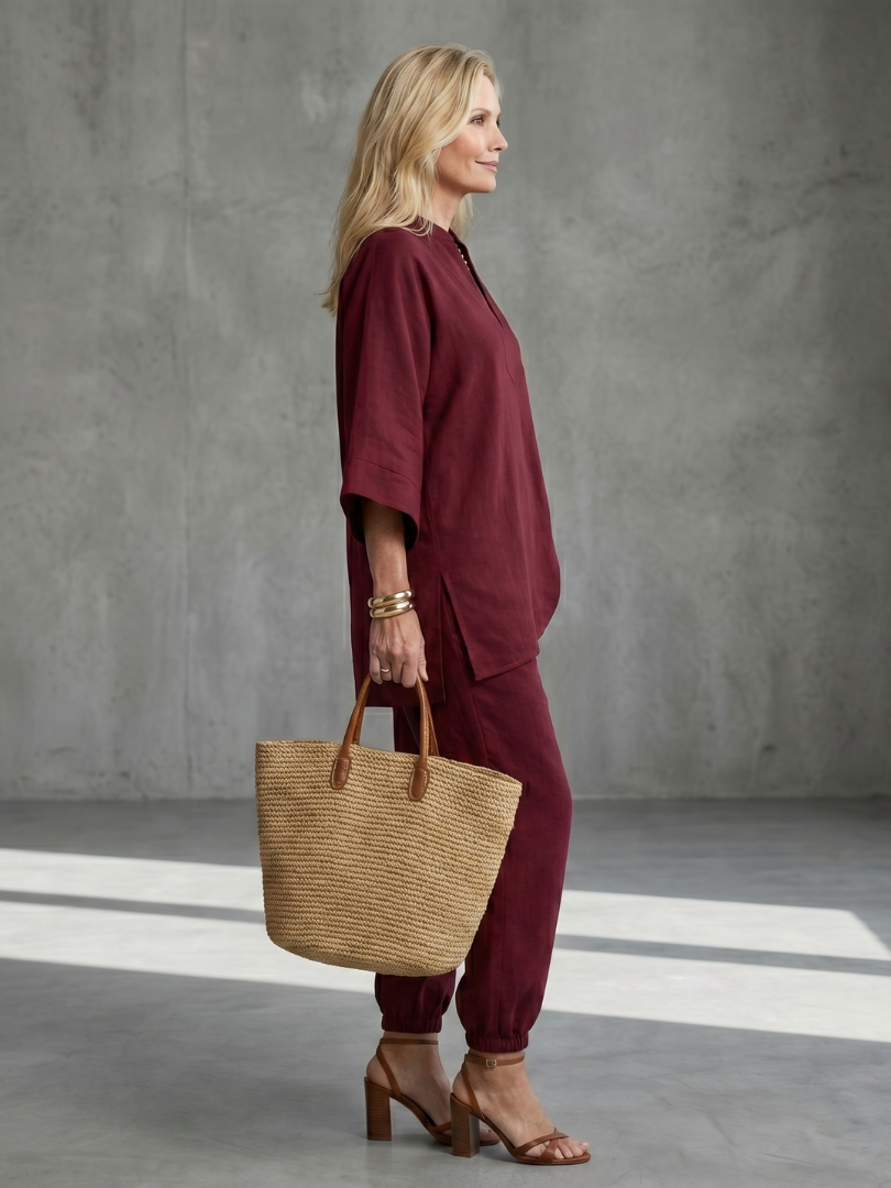 Seraphina | V-Neck Gathered Tunic & Trouser Co-ord Set