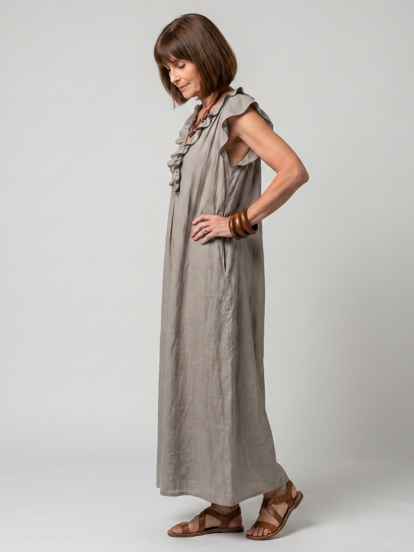 Aurelia | Sleeveless Ruffle Trim Midi Dress