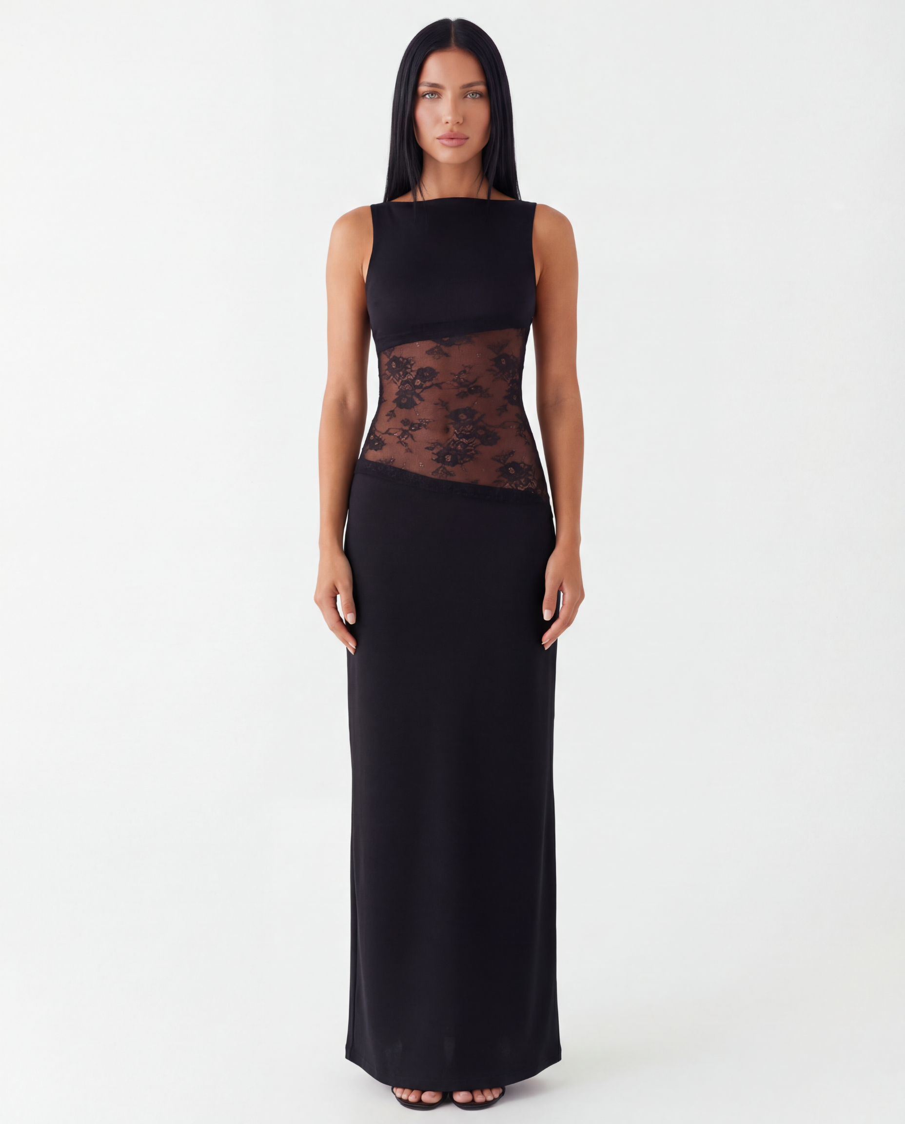 Marta | Lace Waist Open Back Maxi Dress