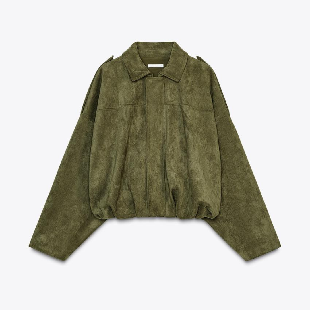Ruby | Oversized Zip Front Faux Suede Jacket