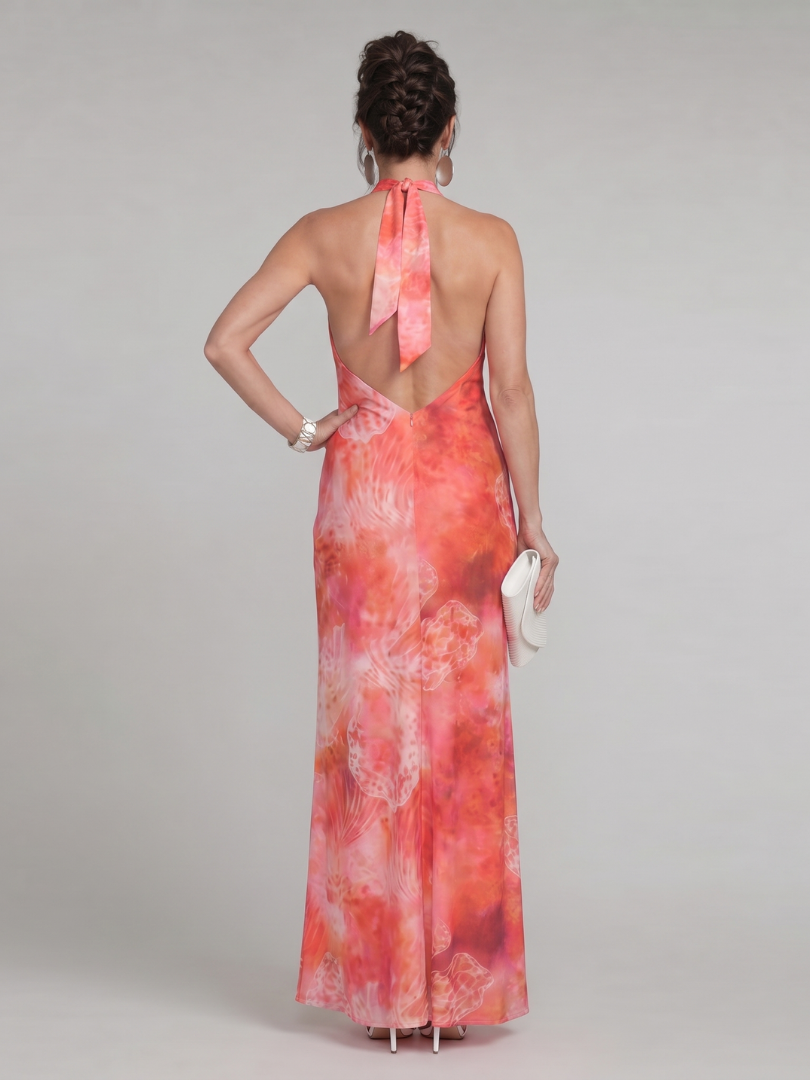 Chloe | Halter Neck Printed Maxi Dress