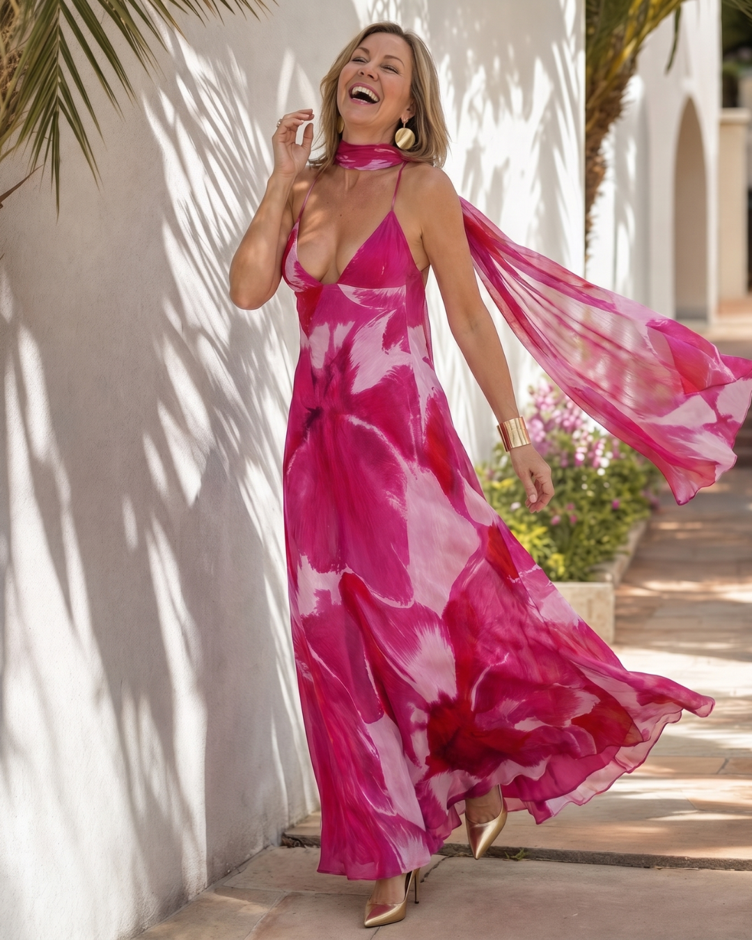 Sloane | Watercolour Print Spaghetti Strap Maxi Dress