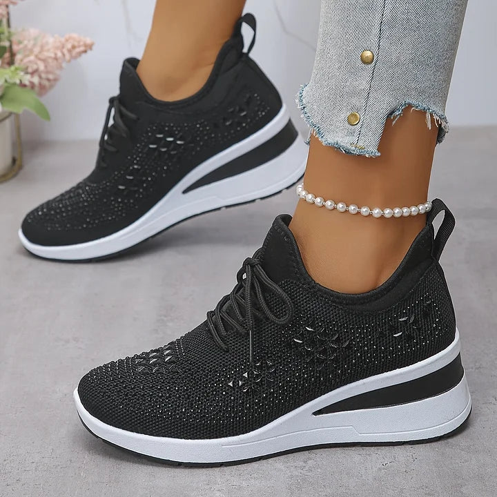 Nuria | Rhinestone Cushioned Platform Sneakers