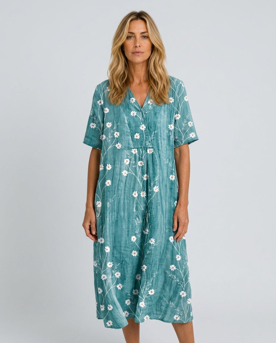 Isolde | Short Sleeve Floral Midi Dress