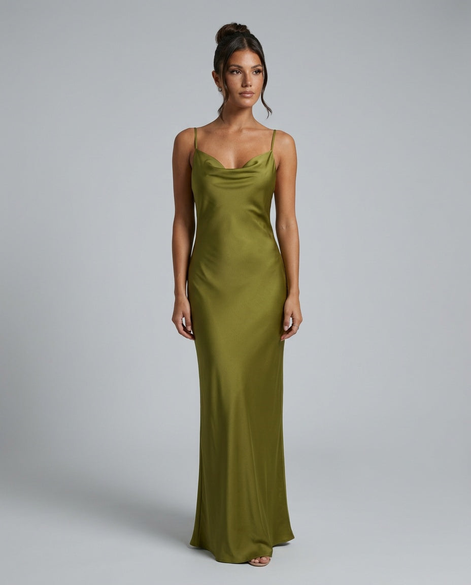 Opal | Sleeveless Cowl Neck Fitted Maxi Dress