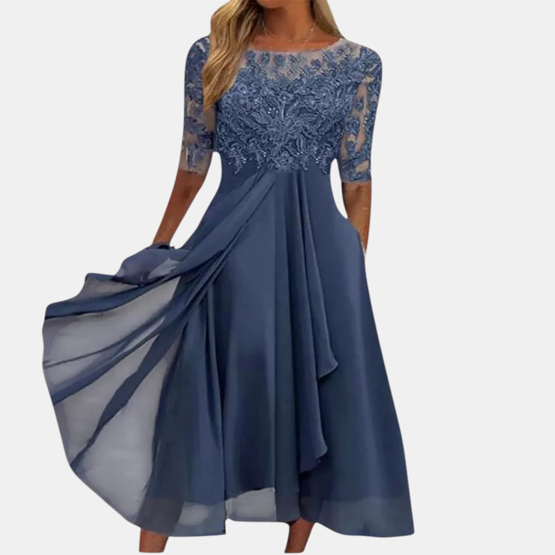 Giselle | Lace-Trim Midi Dress