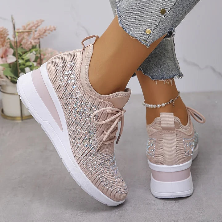 Nuria | Rhinestone Cushioned Platform Sneakers