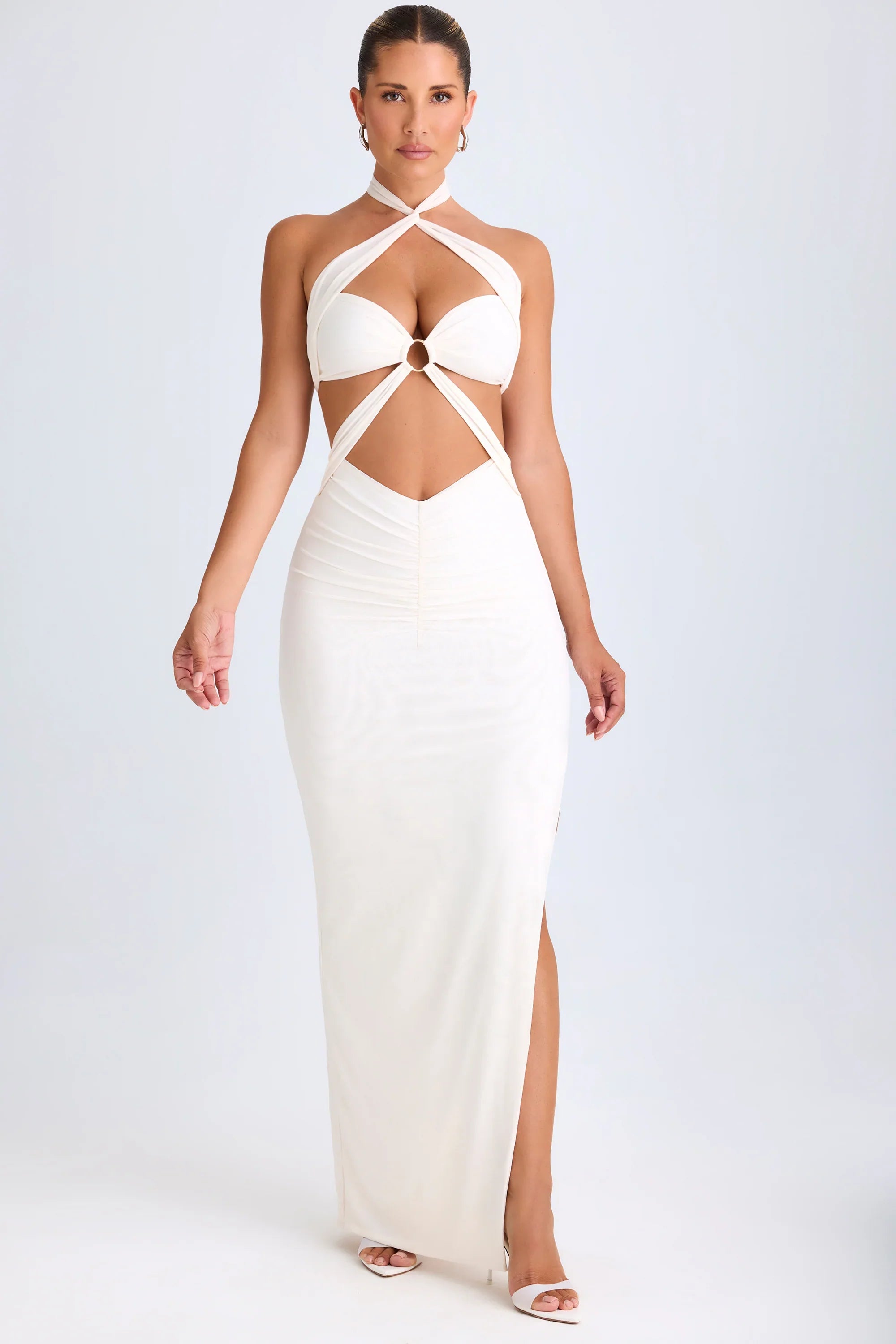 Salma | Cut-Out Ruched Halterneck Maxi Dress