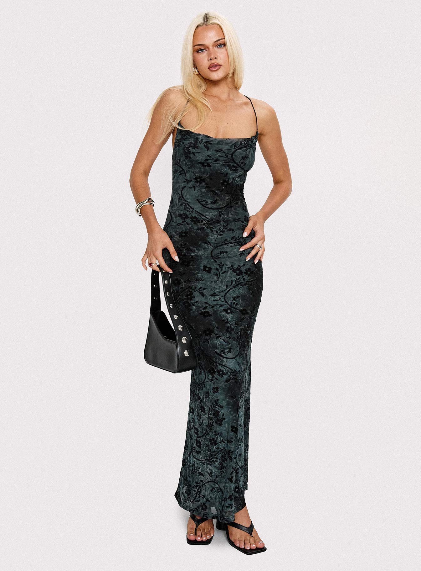 Riley | Backless Cowl Neck Velvet Maxi Dress