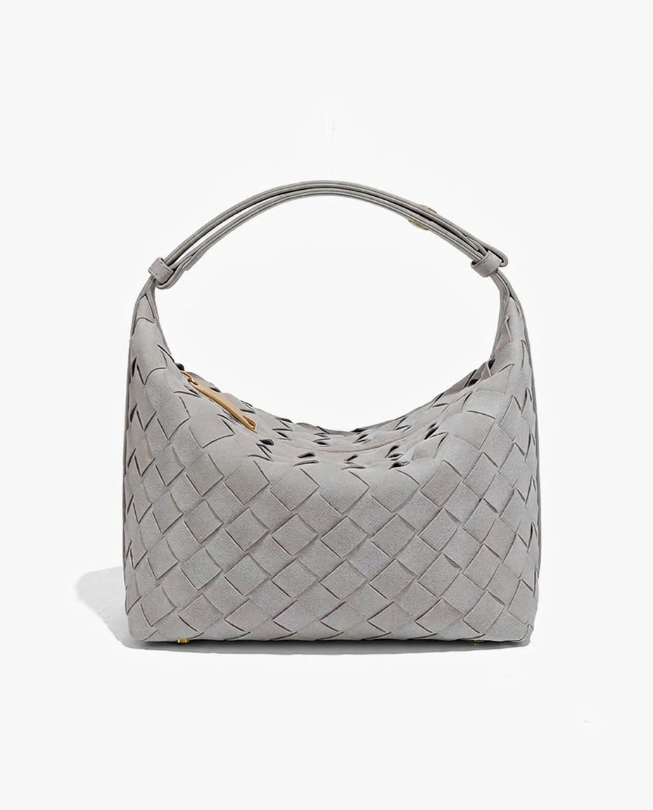 Woven Vegan Suede Shoulder Bag