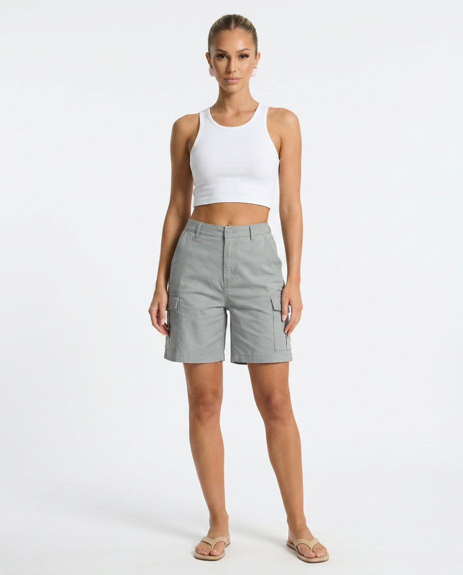 Pilar | High Waist Elastic Waist Sports Shorts with Pockets