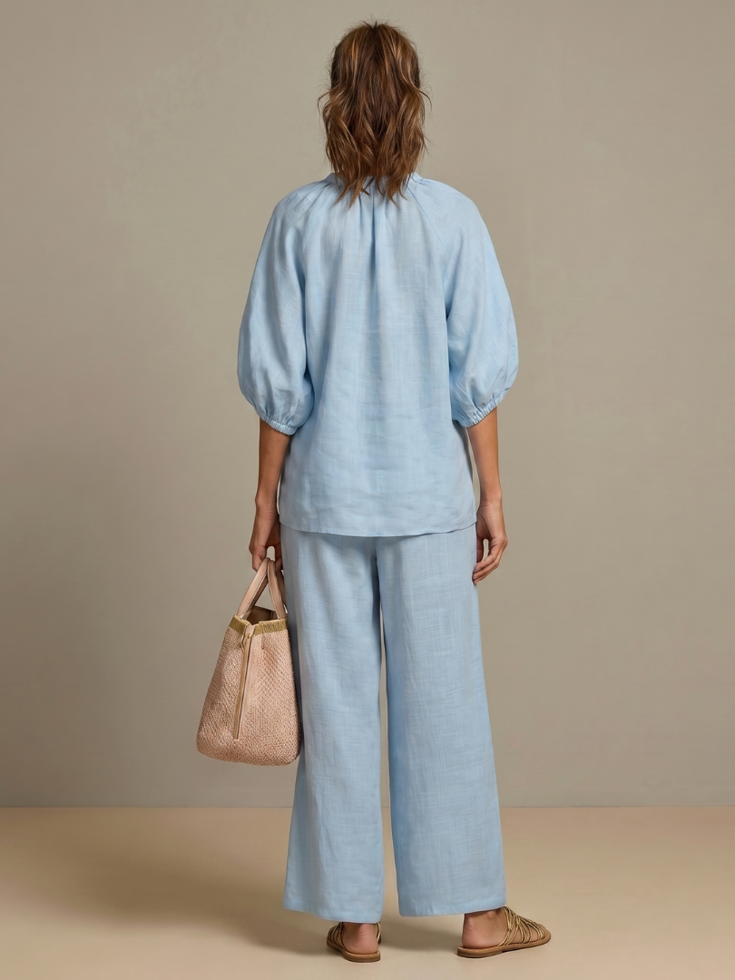 Isabela | Zip Front Blouson Top Wide Leg Co-ord Set