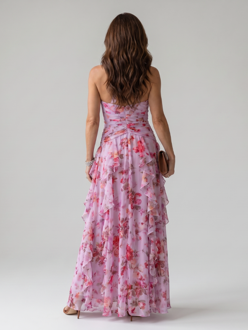 Piper | Halter Neck Ruched Floral Maxi Dress