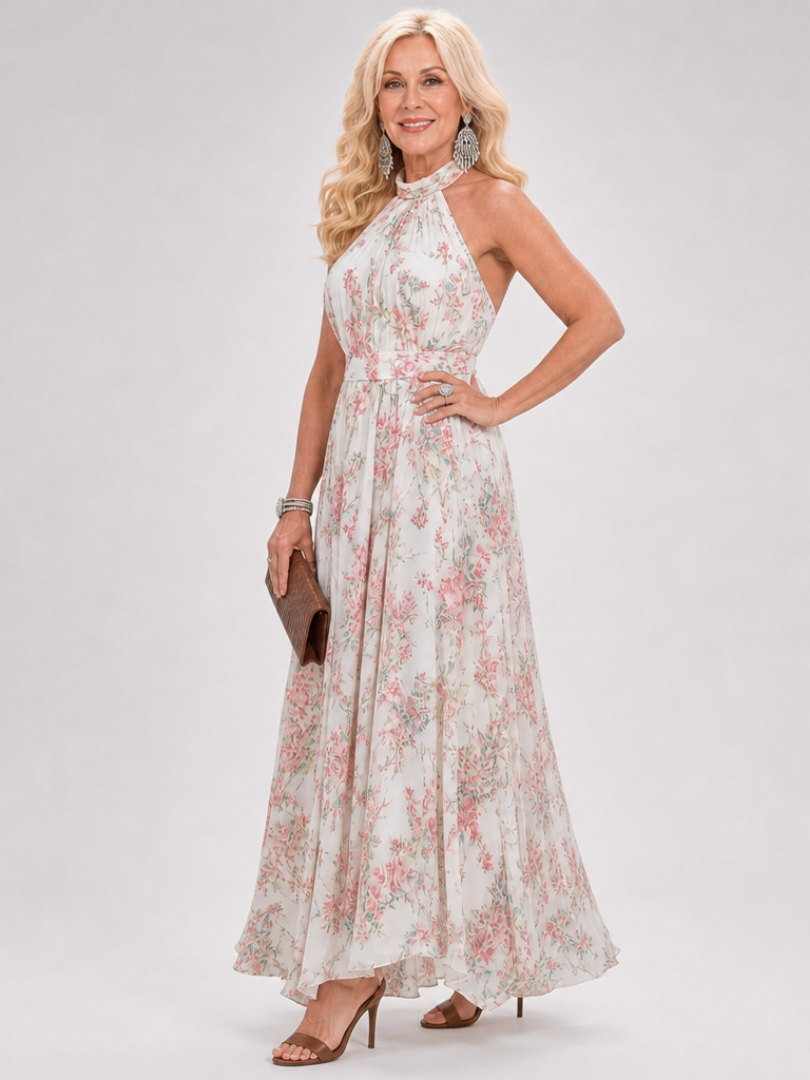 Saskia | Floral Print Flowing Skirt Midi Dress