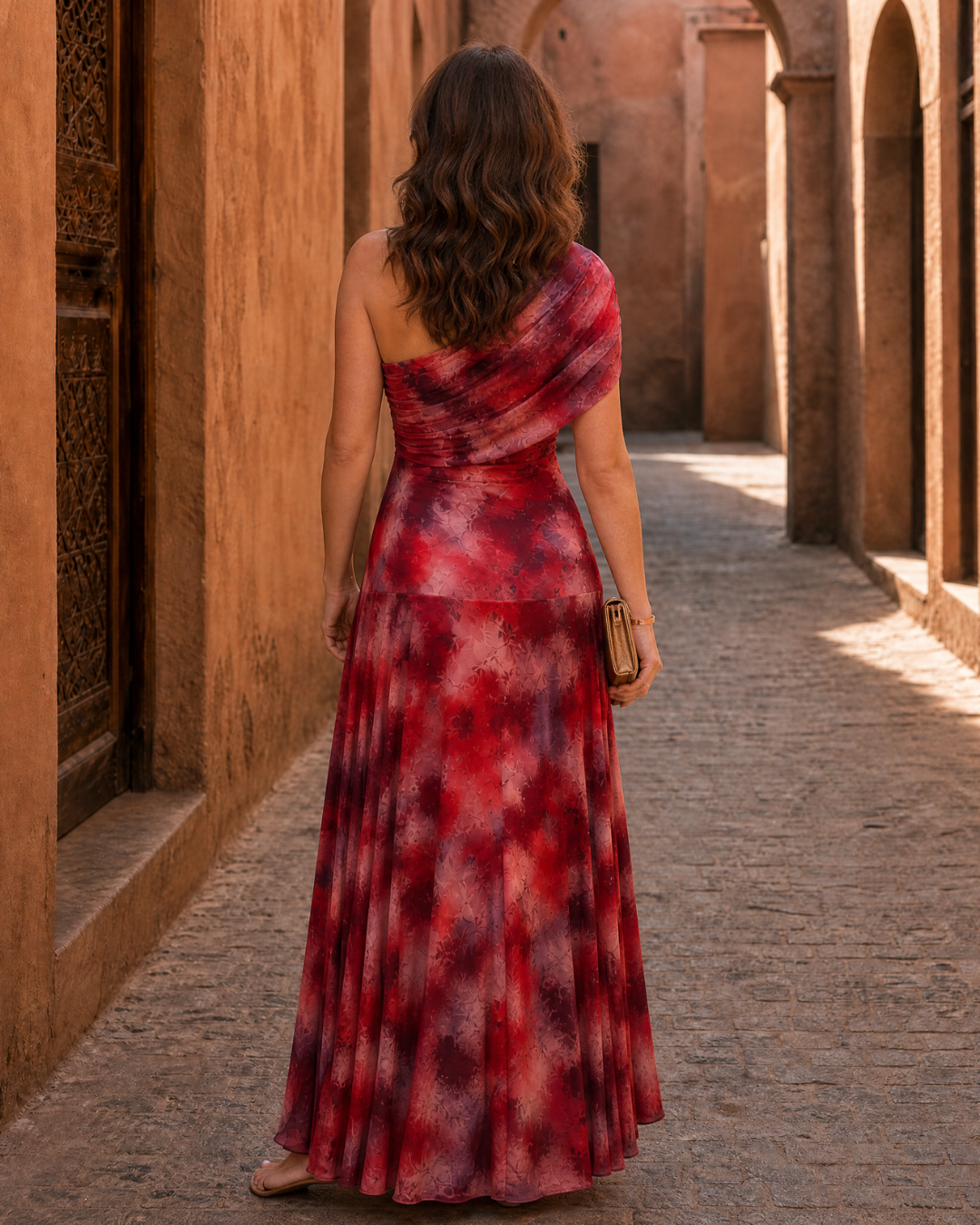 Anouk | One-Shoulder Watercolour Print Maxi Dress