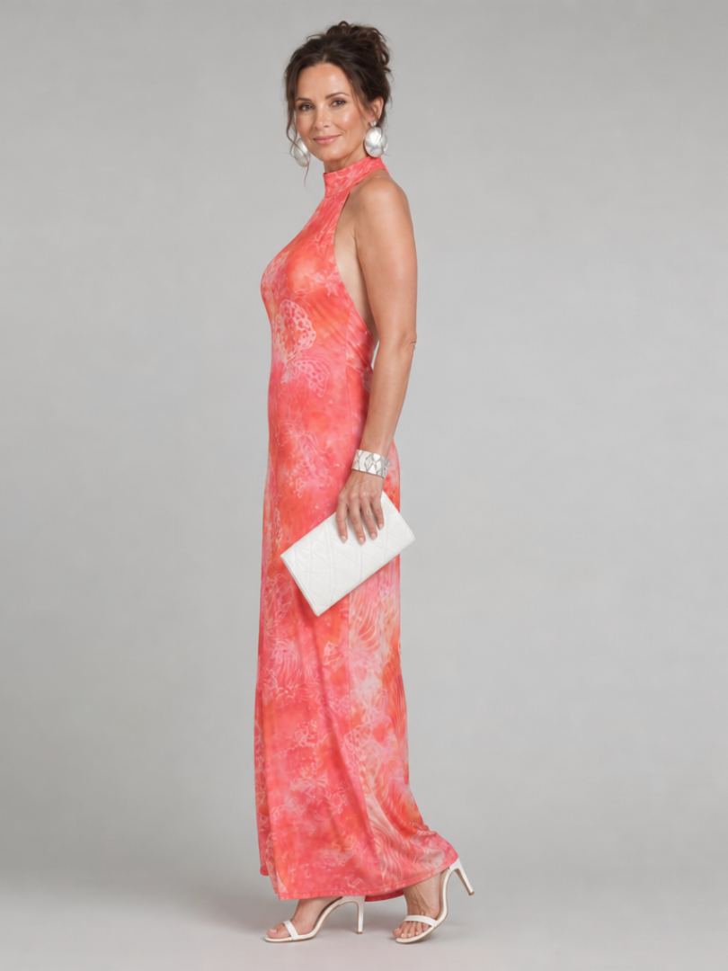 Chloe | Halter Neck Printed Maxi Dress