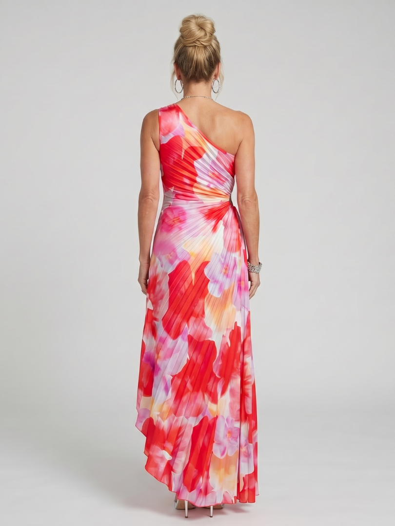 Soraya | One-Shoulder Pleated Bodice Midi Dress