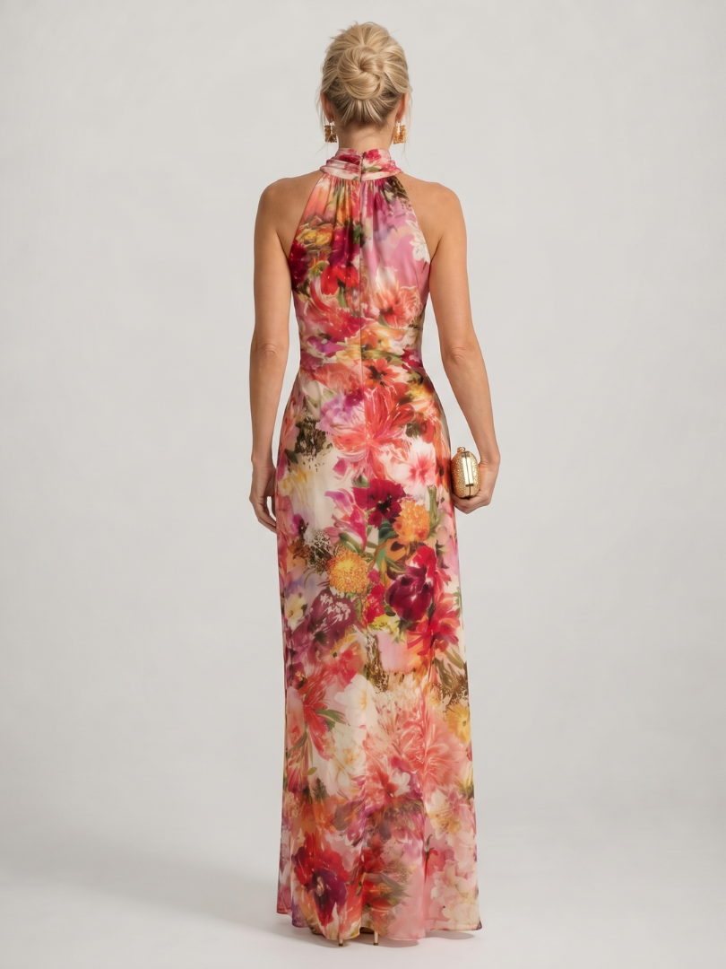 Lenna | Halter Neck Floral Print Maxi Dress