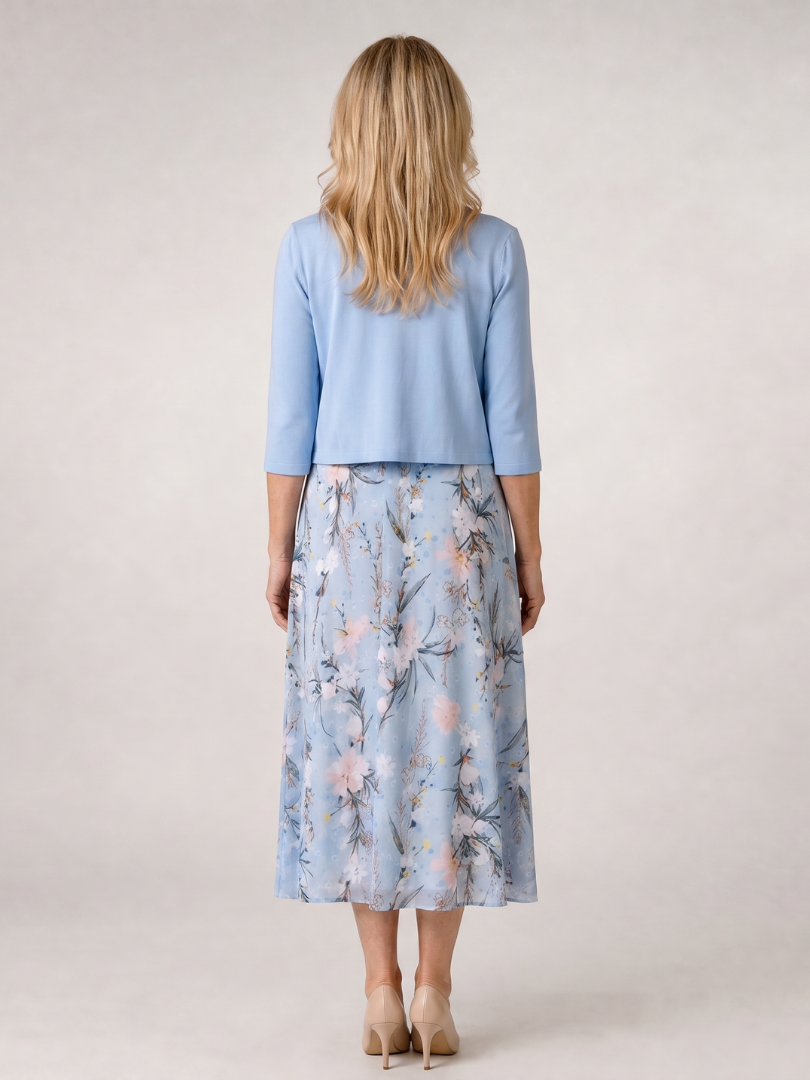 Reva | Floral Print Sleeveless Midi Dress with Cropped Jacket