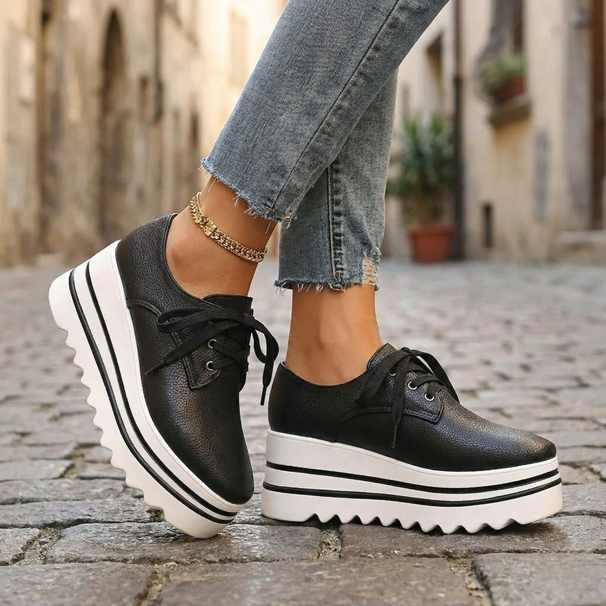 Camille | Lace-Up Cushioned Sole Oxford Shoes