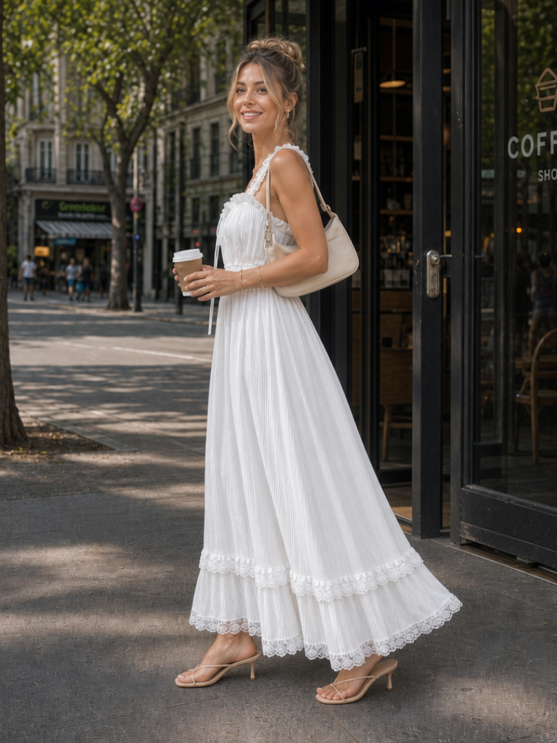 Tessa | Ruffle Strap Flowing Midi Dress