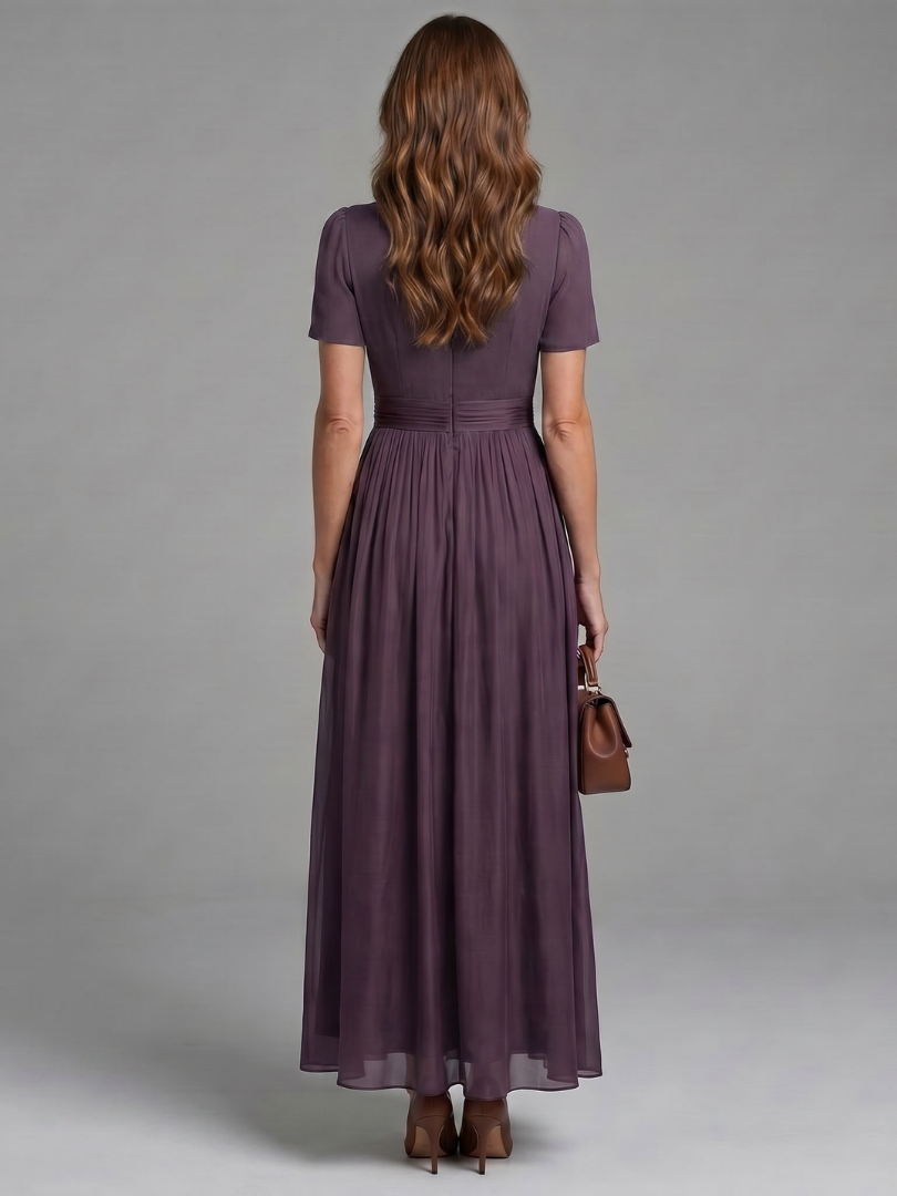 Ava | Gathered Waist Keyhole Maxi Dress